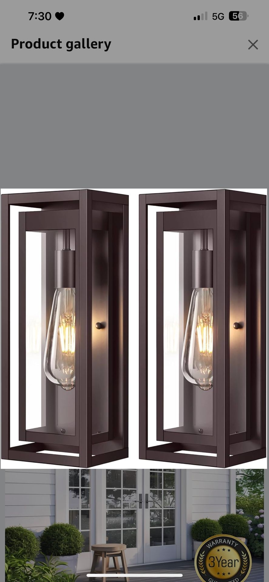 15" Large Oil Rubbed Bronze Outdoor Light Fixture, 2 Pack ORB Outdoor Sconces, Modern Waterproof Wall Lights with Clear Glass Shade