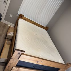 Wood Bed Frame with Mattress and Storage Drawers – Must Go 