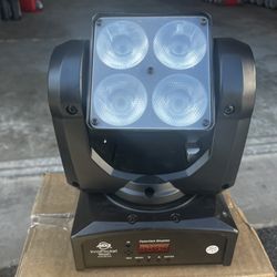 Compact ADJ InnoPocket Wash light. Has 4 bright LEDs and is a moving head wash light. Great for gigs or setting up a cool vibe. Has DMX in/out for con