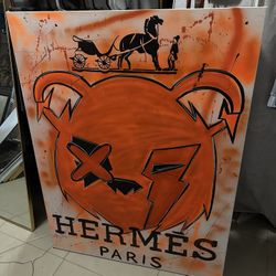 Hermes Teddy Bear Canvas Art 
