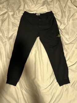 Stone Island Men’s Black Logo Cotton Fleece Jogger Pants Drawstring XL 31"