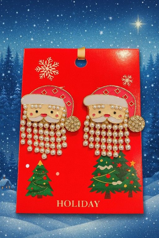 1 Pair Santa Claus Earrings – Sparkling Rhinestone Holiday Jewelry