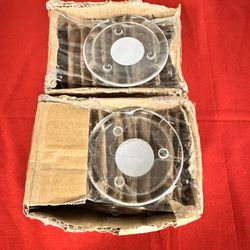 Set of 24 Clear Glass Footed Pillar Candle Plates 3-3/4”
