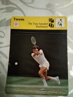 Vintage 1979sportscaster tennis/ Jimmy Connors/ the two-handed backhand/ the style of the future/ Olympic collector card # 59-18
