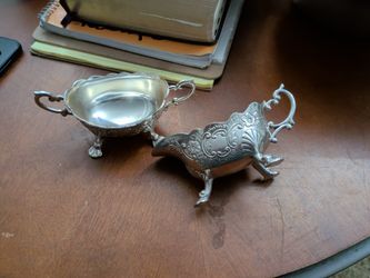 stainless antique creamer and sugar server