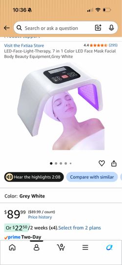 LED-Face-Light-Therapy, 7 in 1 Color LED Face Mask Facial Body Beauty Equipment,Grey White
