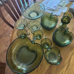 Vintage Green Glass Collection 