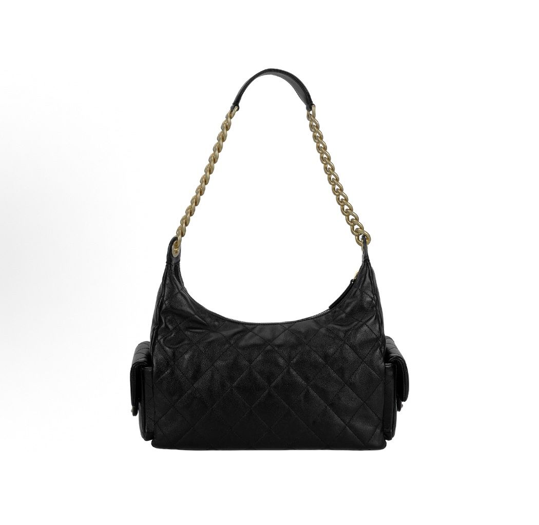 CHANEL 25C diamond gold buckle zipper opening and closing sheepskin handbag shoulder bag(18)44