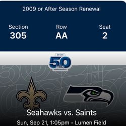 Seahawks Vs Saints Sept 21,2025 @1:05pm $155