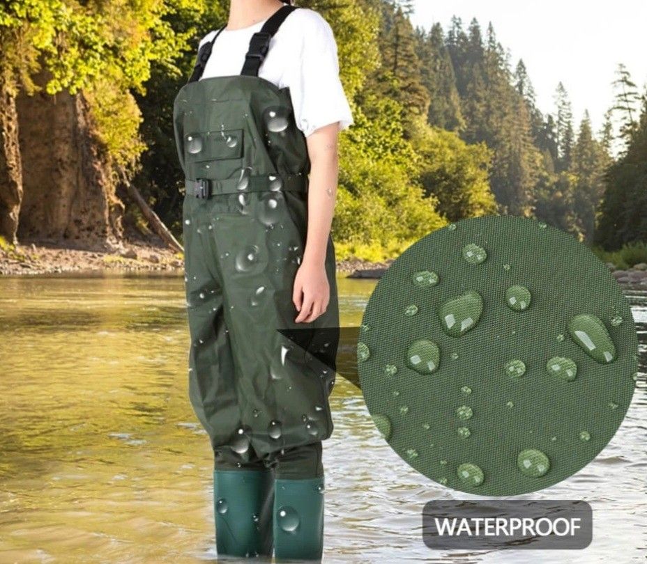 Fishing Chest Waders Fishing Shoes Boot Foot for Men Women Hunting Bootfoot Waterproof Nylon PVC w/ Belt SIZE 10