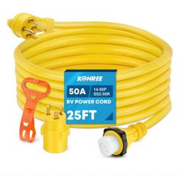 Kohree 50 Amp RV Extension Cord 25Ft Heavy Duty Generator Cord, 50 Amp RV Power Cord with Grip Handle, NEMA 14-50P to SS2-50R Twist Lock