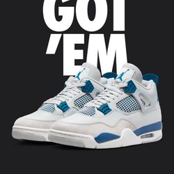 Brand New Air Jordan 4 Military/Industrial Blue Size 9.5, 10, And 12