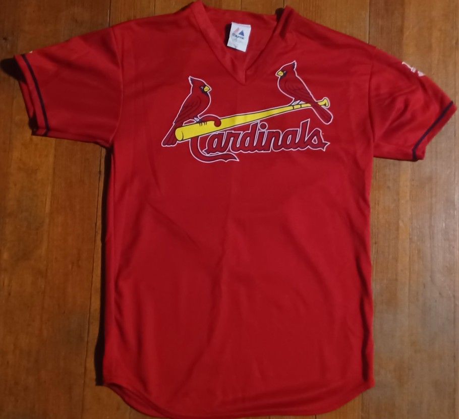Vintage Allen Mens Size Medium St Louis Cardinals Number 18 Majestic Red Jersey Baseball