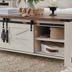 Brand new farmhouse lift top coffee table with sliding barn door