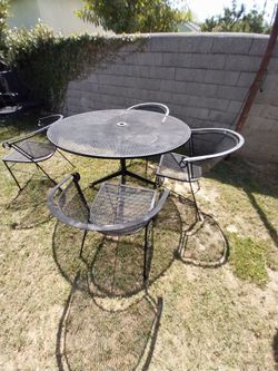 Black Wrought Iron Patio Table and Chairs Set