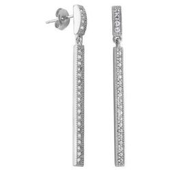 Sterling Silver,Earrings Vertical Drop,Created White Sapphire 