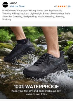NINGO Men's Waterproof  size 11-11.5 Low Top working / Hiking Shoes