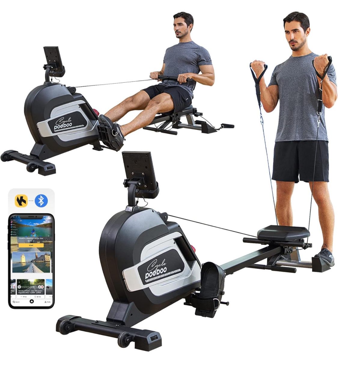 Pooboo Magnetic Rowing Machine Home workout equipment