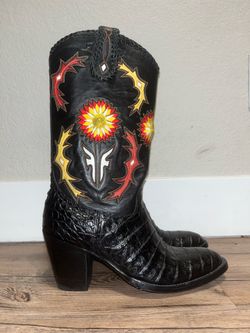Frye Jenifer Estess Limited Edition W 7.5B Hope Black Croc Floral Cowboy Boot