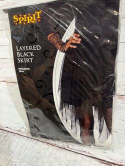 Women’s Layered Black Halloween Costume Skirt Size large/extra large adult Tags Ghost witch Halloween costume skirt, role-play cosplay d