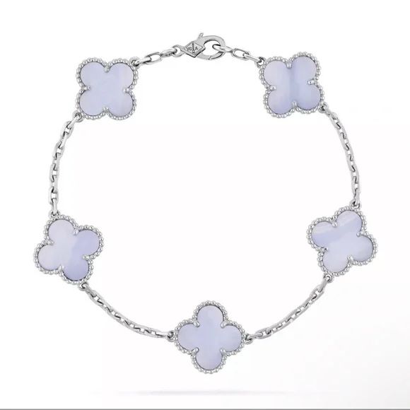 Van Cleef & Arpels Silver and White Clover Bracelet