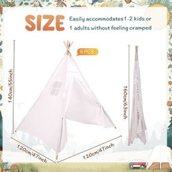 6 Pcs Kids Teepee Tent