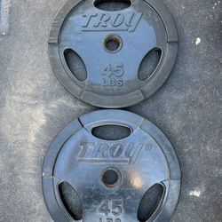 Troy 45lb Rubber Olympic Weight Plate Set 