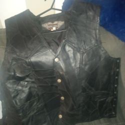 Men's Black Side Lace Leather Vest