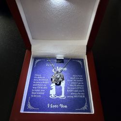 Mother’s Day Necklace With Message Card And Luxury Wooden LED Box