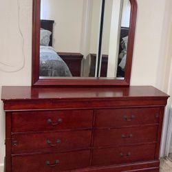 Bedroom Dresser Set – 2 Pieces with Mirror – Solid Wood