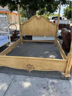 King size bed frame includes headboard, footboard, and side rails