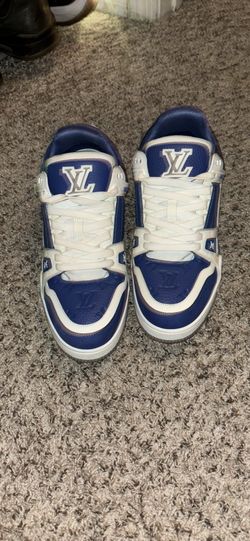 Blue and White Louis Vuitton (LV) Trainer Sneaker (Size 12 US)