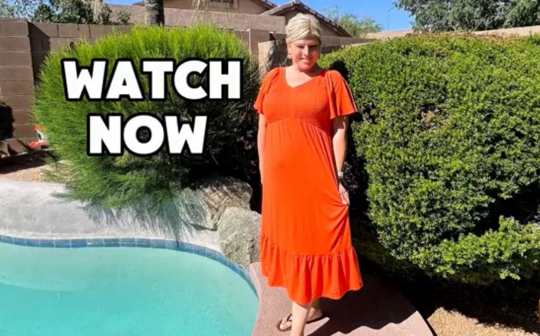 AUSELILY Orange Summer Midi Dress – Size XL
