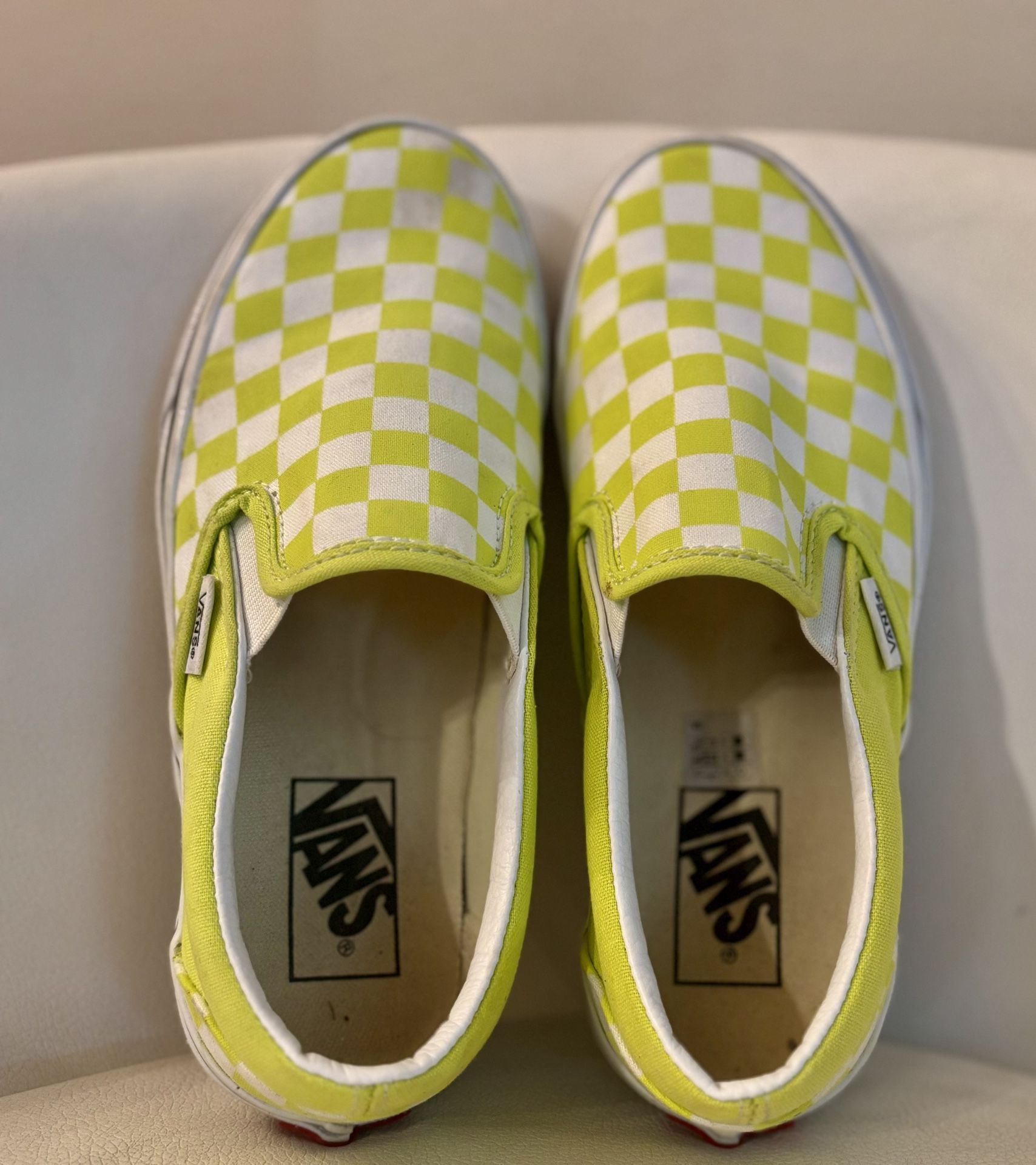 🌟 Vans Slip-On Checkerboard (Neon Yellow) size 7