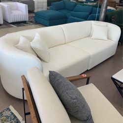 ❤️😍 Modern White Boucle Fabric Sectional Sofa 😊☺️🙈