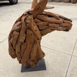 Handmade Driftwood Horse Head Sculpture – One of a Kind Rustic Decor (18” Wide)