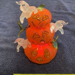 Light up indoor jack-o’-lantern and ghost Halloween decoration
