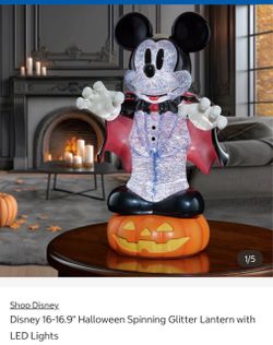 Mickey Mouse Disney 16-16.9" Halloween Spinning Glitter Lantern with LED Lights