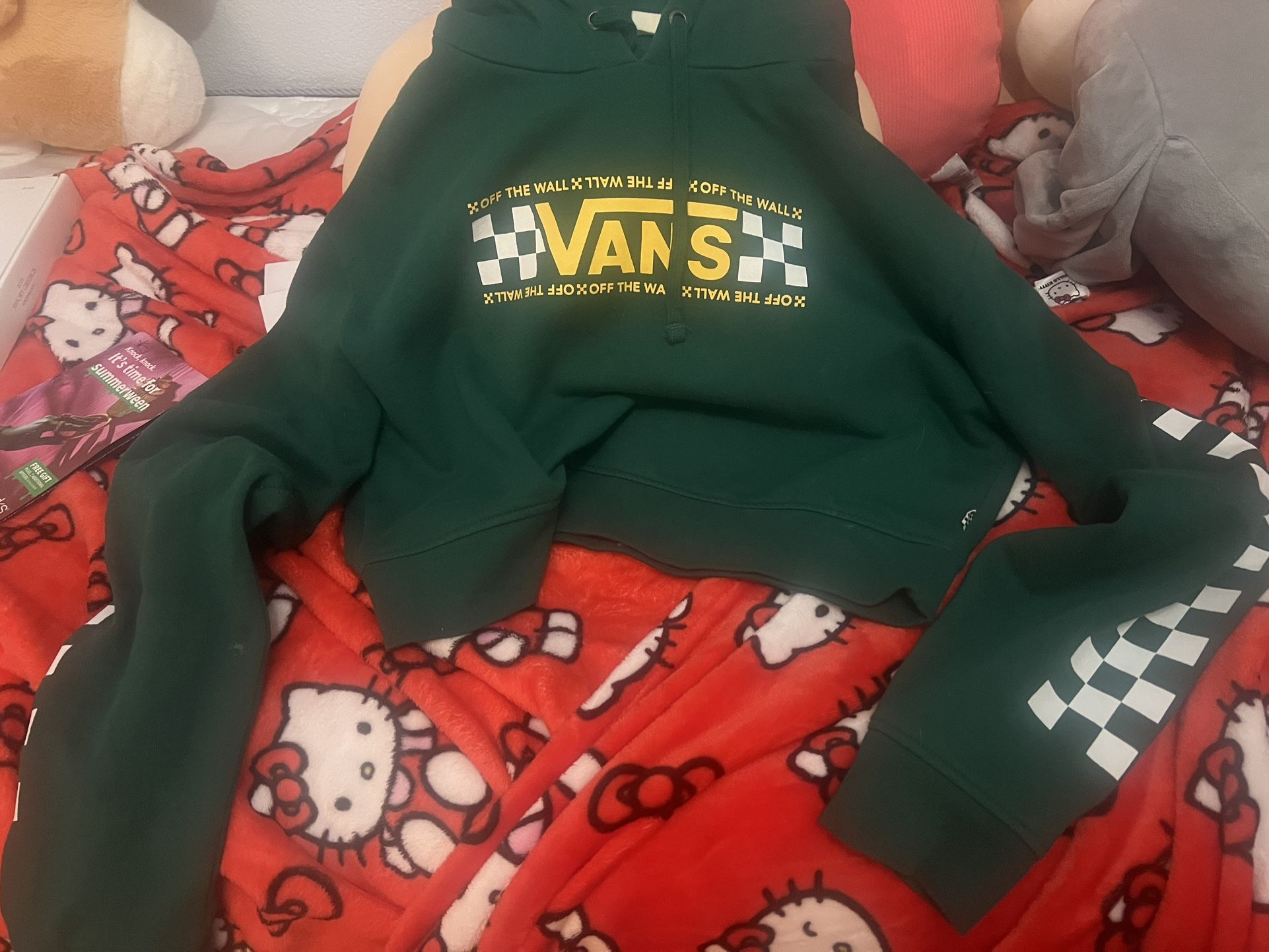 Vans Green Cropped Top Hoodie Size Medium