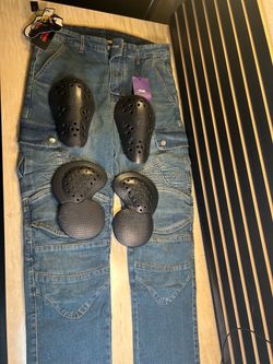 Loong Biker Armored Motorcycle Riding Jeans Denim Cargo Pants 34 XL CE Pads
