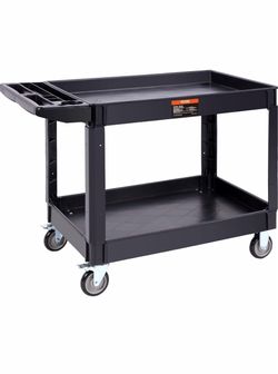 VEVOR Utility Service Cart 2 Shelf 550 lbs Heavy Duty Plastic Rolling Cart