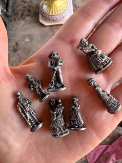 Set of 7 Miniature Pewter Figurines