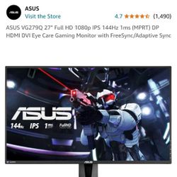 Dual Asus  Lg Gaming Monitors 144hz 1080p 