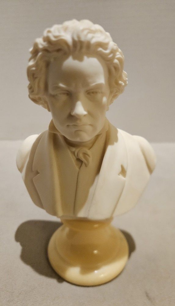 VINTAGE A. GIANELLI COMPOSITE CAST BEETHOVEN BUST STATUE MARBLE BASE MADE ITALY