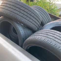 I got four tires in good condition they have about 50% size number 235/40/19