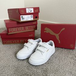 Puma kids Sneakers NEW  -  Size 12.5 Kids - White, Velcro, Uniform 