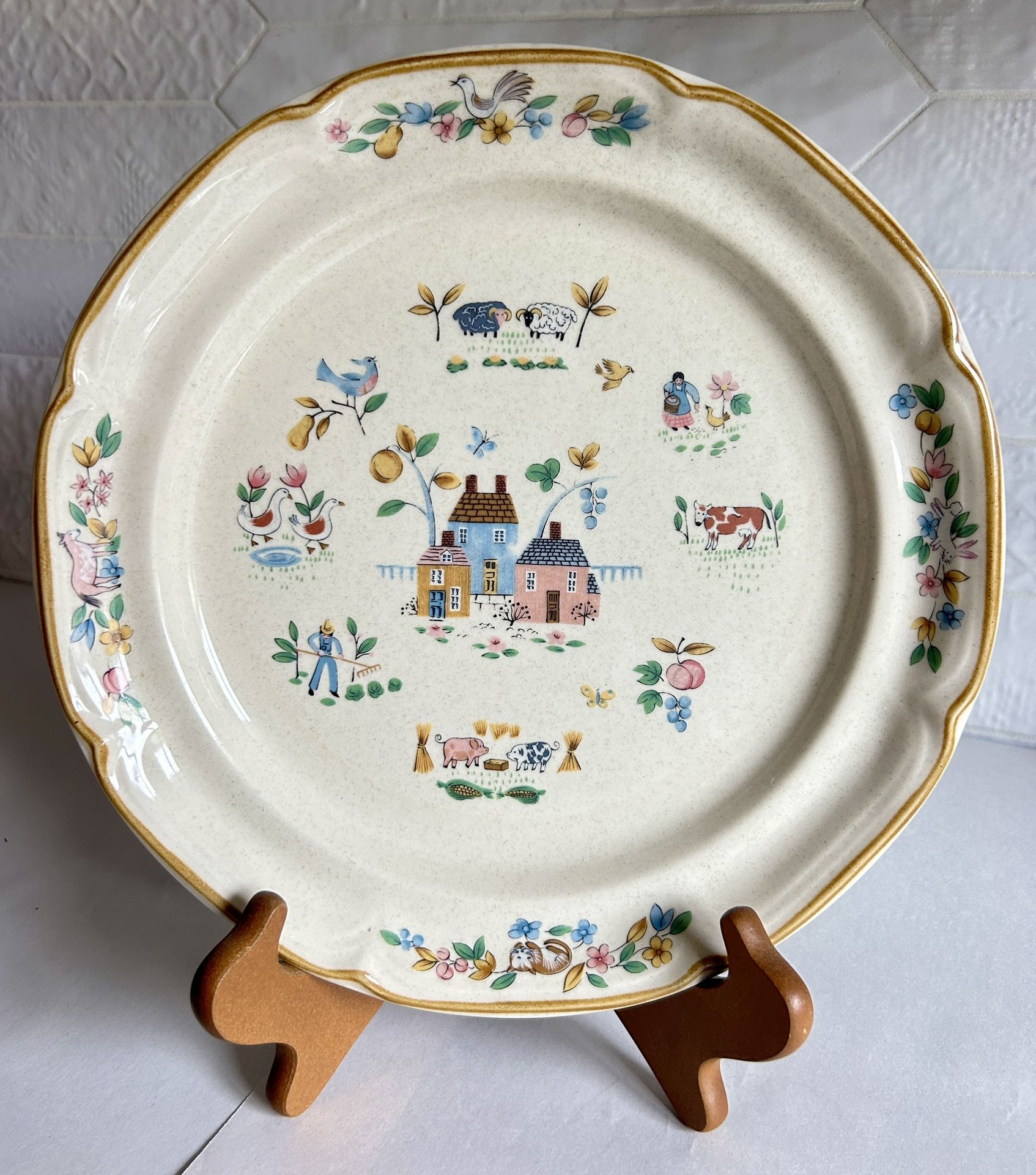 Two Vintage International “Heartland” Stoneware Dinner Plates