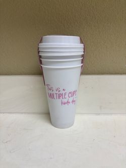Reusable Plastic Cups with Lids Set