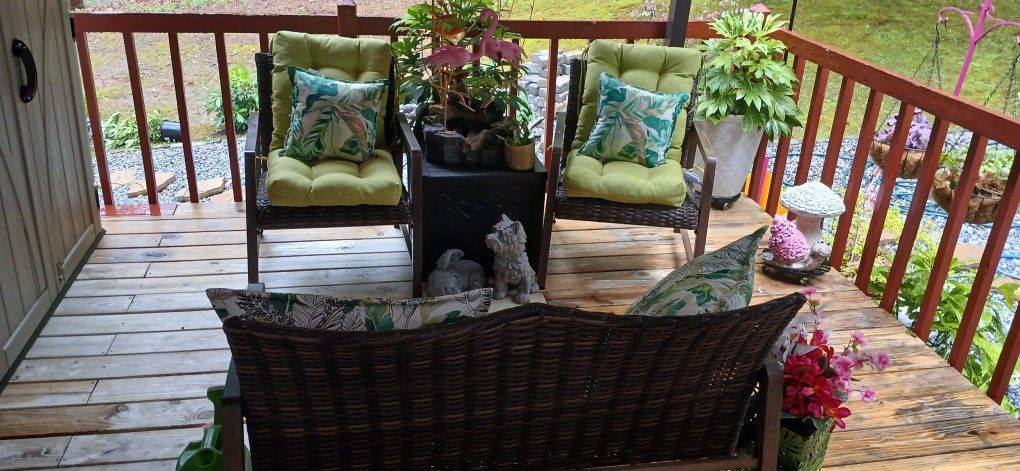 Set Of Outdoor Furniture With Cushion And Pillows Included