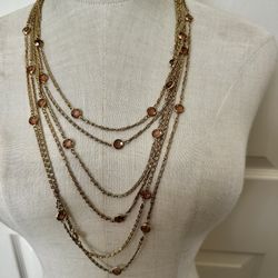 Vintage Gold Tone Multi Strand Necklace 